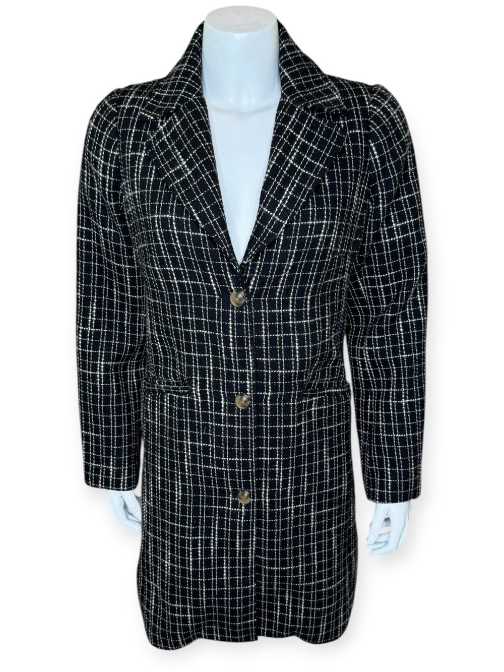 Sundance Jackson Valley Topoer Coat XS Button Windowoaine Plaid Black